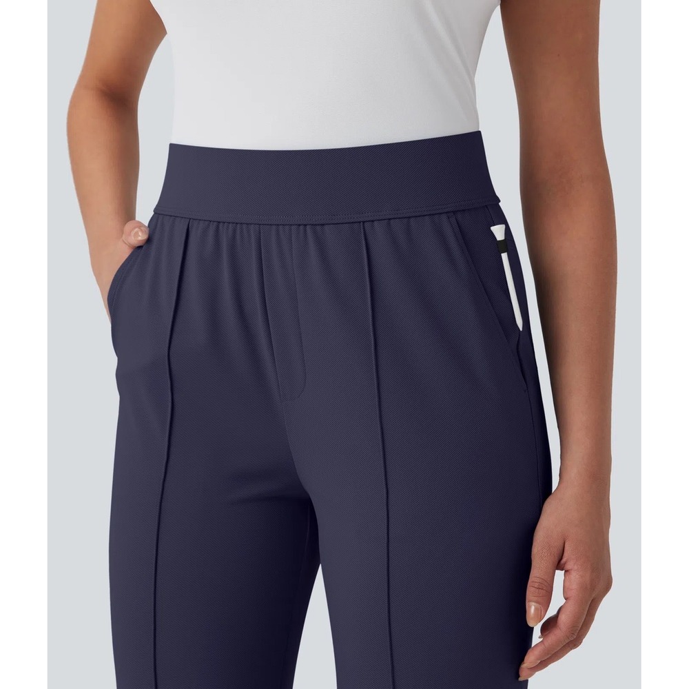 Halara Mid High Waisted Quick Dry Golf Pants Ankle Length XL Blue UPF40+ Pintuck